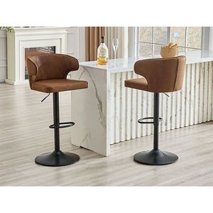 Modern Adjustable Swivel Bar <b>Stool</b> with Suede Backrest Height Adjust Feature for Kitchen <b>Dining</b> Room and Bar - Product Image 2