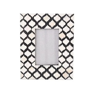 Cadre photo de luxe noir avec incrustation d'os, fait main, motif floral, pour décoration de table ou de bureau, maison ou bureau - Product Image 6