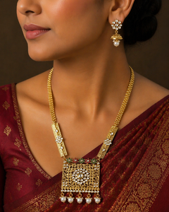 Indian Stylish Layered Pearl Rani Haar Long Kundan Necklace Zircon Alloy Jewellery Set Wedding Engagement Party Gift Hiphop Gold - Product Image 1