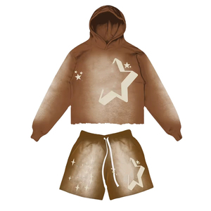 Ensemble sweat-shirt à capuche rose pour femmes, tenue d'été décontractée en molleton français, motif étoile imprimé, ensembles sweat-shirt et sweat-shirt pour hommes - Product Image 2