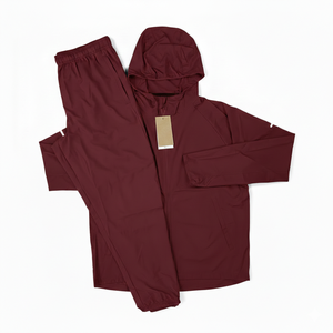 Ensemble veste à capuche coupe-vent athleisure pour homme et pantalon de jogging avec cordon de serrage, personnalisable avec logo sur le devant - Product Image 3