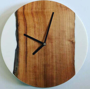 New Arrival Latest Collection Handcrafted White Epoxy Resin Wooden Wall <b>Clock</b> Interior Decorative Home Decorative <b>Clock</b> - Product Image 2