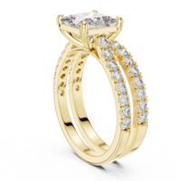 Bague de fiançailles S Virvadiya en or jaune 14 carats avec diamant de laboratoire taille coussin, sertie à griffes, en or massif, bijoux fins classiques pour femme