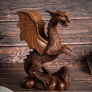 Wooden Dragon Figurine with Detailed Craftsmanship Wholesale Home Decor Wooden Dragon Statue Custom Dragon Sculpture Wooden Gift - Product Image 2