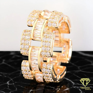 Bracelet de luxe à maillons épais avec diamants Moissanite taille baguette, entièrement serti, style Hip Hop Rapper - Product Image 2