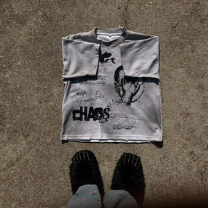 เสื้อยืดคอตตอนหนา 230 กรัม พิมพ์ลายโลโก้ตามสั่ง สไตล์วินเทจ ลุคสตรีทแวร์ แขนสั้น สำหรับผู้ชาย - Product Image 2