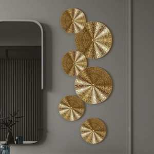 Moderno Juego de Esculturas Circulares de Metal con Textura 3D en Dorado, Decoración de Pared con Diseño de Rayos de Sol en Varios Tamaños para Oficina y Sala de Estar - Product Image 2