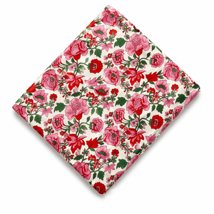 Tela 100% algodón con estampado a mano de Jaipur, estilo años 60, con motivos florales, textil indio hecho a mano para la fabricación de ropa de boutique. - Product Image 1