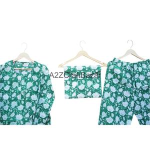 Robe de nuit combinée pour femme, faite à la main, en coton 100%, respirante, douce, à taille élastique, imprimé floral romantique de luxe, été/automne/hiver - Product Image 4