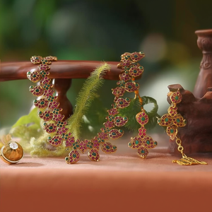 Real Kemp Fine Jewelry Set-Antique 24K Gold Plated Zircon Earrings for Bridal - Product Image 2
