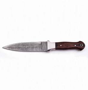 Custom Handcrafted Damascus Steel Outdoor <b>Craft</b> Utility <b>Tool</b> Symmetrical Dual Edge Steel Guard Rosewood Handle - Product Image 5