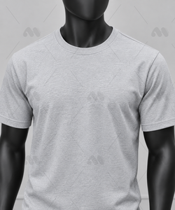 เสื้อยืดแขนสั้นสีเทาเฮเธอร์สำหรับผู้ชาย ผ้าถักโพลีเอสเตอร์ 95% ทรงปกติ คอกลม สีพื้น ยืดหยุ่นปานกลาง ไม่มีลาย - Product Image 2