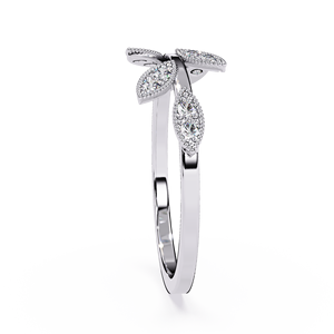Women's Platinum Marquise Cut Diamond Engagement <b>Ring</b> Romantic Leaf Design GIA Certified Natural Diamonds - Product Image 4