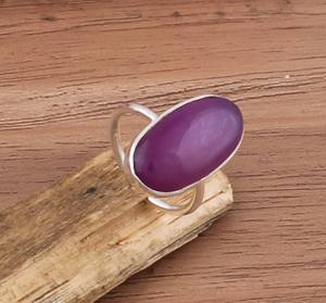 Anillo de Plata de Ley 925 con Engaste de Bisel de Jade Lavanda Natural, Hecho a Mano, para Mujer, Piedra de Nacimiento de Febrero - Product Image 5