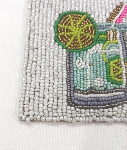 Cute Beaded Cocktail Coasters 1 Piece Eco-Friendly Portable Luxury with Lemon Drink Design Washable <b>Bar</b> <b>Mats</b> for Drink Serving - Product Image 4