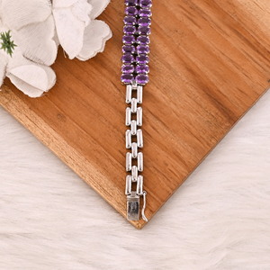 Luxury Purple Amethyst Tennis <b>Bracelet</b> Handmade 925 Silver Unisex Jewelry - Product Image 3