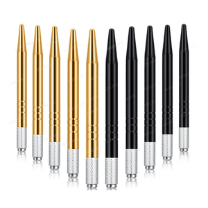 Venta al por Mayor de Pluma de Tatuaje Portátil de Acero Inoxidable en Dorado y Negro, Herramienta Manual para Microblading de Cejas - Product Image 1