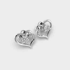 Pendientes de Diamantes Cultivados en Laboratorio con Certificación IGI, Diseño de Doble Corazón, Oro Amarillo/Blanco/Rosa de 9K, Pendientes Románticos de Diseño - Product Image 3