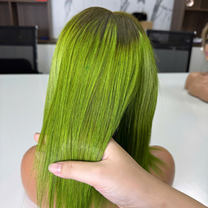 Peluca recta Bob de hueso Matcha con extensiones de cabello virgen crudo de raíz oscura, envío de calidad de lujo mundial - Product Image 6