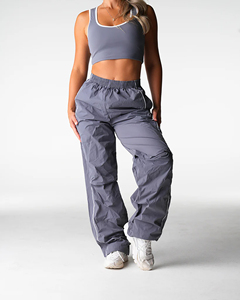 Women's Gray Lightweight Windbreaker Tracksuit Set Stand Collar line piping contrast windbreaker set nylon windbreaker - Product Image 6