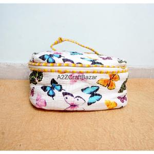 Bolsa de Cosméticos Acolchada a Rayas, Hecha a Mano, 100% Algodón Puro, Ecológica, Duradera, con Cierre, Organizador de Viaje, Juego de 3 Grandes - Product Image 2