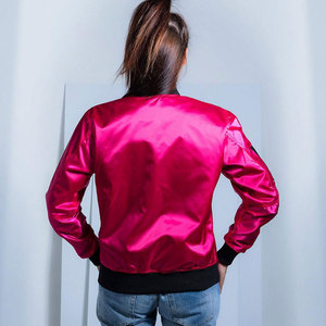 Veste en satin confortable pour femmes, coupe-vent, manches longues, fermeture éclair, col rabattu, style luxueux, veste en satin brillant pour femmes - Product Image 2