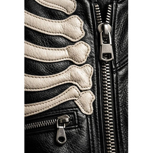 Black Skeleton Bones Leather <b>Biker</b> <b>Jacket</b> Gothic Skull Motorcycle <b>Jacket</b> Factory Wholesale - Product Image 5