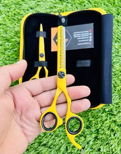 Professional 2Pcs <b>Barber</b> Hair Cutting Thinning Shears <b>Set</b> 6.5 Inch Sharp Gold Stainless Steel Salon Hairdressing Kit - Product Image 6