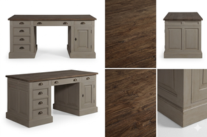 Sirajo <b>Solid</b> Teak <b>Wood</b> Eco-Friendly Office <b>Desk</b> 7-Drawer Storage Modern Minimalist Natural Finish for Office Home Workspace - Product Image 6