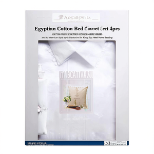 Juego de Sábanas de Algodón Egipcio, 4 Piezas, Blanco con Rayas Satinadas de 2CM, 300 Hilos, Estilo Americano, Diseño Sólido, para Cama King Size, Hotel y Hogar - Product Image 3