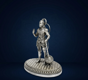 Jaipur Metals - Ídolo de Hanuman Chapado en Plata Oxidada 999 |   Estatua Religiosa de Plata |   7.5x5x12cm |   138g |   Decoración del Hogar |   Regalo para Pooja - Product Image 4