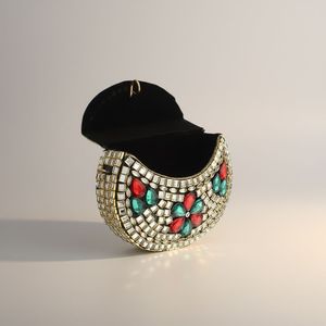 Bolso de mano metálico multicolor con diamantes de moda - Product Image 3