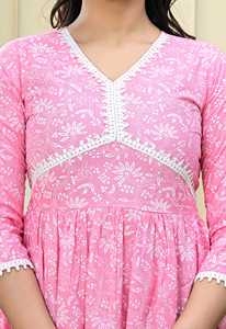 Ensemble long 2 pièces pour femme, décontracté, imprimé, en coton Oxford rose, chemise et pantalon, manches trois-quarts, col cranté, séchage rapide - Product Image 5