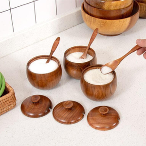 กล่องไม้ใส่เครื่องปรุงรสในครัว กล่องเกลือ กล่องพริกไทย โถใส่น้ำตาล ภาชนะใส่เครื่องปรุงรส - Product Image 1