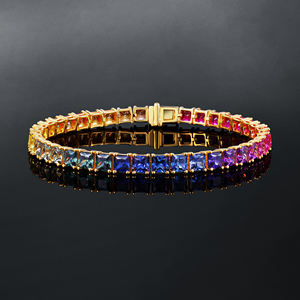กำไลข้อมือเทนนิสแบบฮิปฮอป AMBER JEWELS ทองคำ 18K แท้ ประดับด้วยพลอยธรรมชาติเจียระไนแบบบริลเลียนท์ ได้รับการรับรองจาก IGI ตัวเรือนแบบ Claw Setting เหมาะสำหรับงานแต่งงานแบบคลาสสิก - Product Image 2