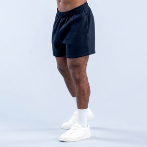 Top Quality Men's Gym Shorts Midnight Black Side Pockets Oversized Fit Shorts Comfortable Elasticated Waist Band Men's Shorts - Product Image 4