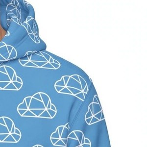 Sudadera con Capucha Unisex NEXTEX con Estampado de Nubes, Diseño Geométrico Blanco de Bajo Poligonalismo, con Bolsillo Canguro y Cordón Ajustable - Product Image 4