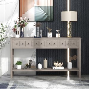 Consolle rustica da ingresso da 60 pollici con cassetti di diverse dimensioni e ripiano inferiore per lo stoccaggio - Product Image 2