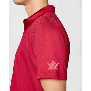 Camiseta de Manga Corta Roja para Hombre, de Algodón, Tejido Sólido, Informal, Transpirable, Corte Regular, Logotipo Frontal, Secado Rápido - Product Image 6