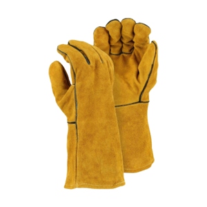 Gants de soudage en cuir de vachette résistant à la chaleur, doublure entièrement en coton, gants de sécurité protecteurs pour la construction - Product Image 1