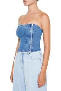 Top de Mezclilla para Mujer, Elegante, Ligero, Veraniego, Corte Entallado, Textura Suave, Transpirable, Acabado Premium, Prenda Distintiva para el Armario - Product Image 3