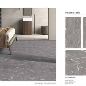 Carreaux de porcelaine polie et émaillée à texture sculptée, conçus pour une couverture extensible des sols et des murs, élégants et raffinés. - Product Image 1