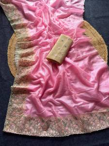 Women Designer Embroidered <b>Saree</b> with <b>Blouse</b> Piece Party Wear Ethnic Indian Traditional Wedding <b>Saree</b> Floral Thread Work - Product Image 6