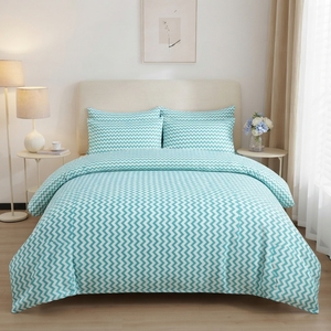 Sábana Plana o Ajustable con Estampado Geométrico en Zigzag Azul y Negro, Transpirable, para Uso Doméstico, para Todas las Estaciones, Estilo Adulto - Product Image 5