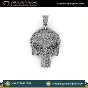 Collar con Colgante de Calavera Punisher de Plata 925 con Diamantes de Imitación y Moissanita, Estilo Hip Hop, Personalizado, de SHRAMAN DIAMOND, para Halloween - Product Image 4
