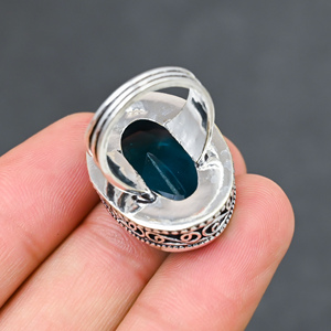 Magnifique bague tendance en topaze bleue de Londres, en argent sterling 925 massif, bijoux faits à la main, vente en gros directe d'usine - Product Image 4