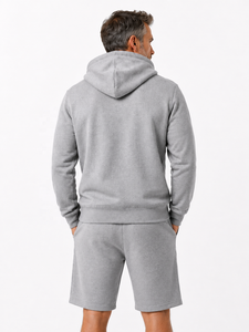 Sweat-shirt à capuche zippé gris pour homme avec logo personnalisé sur le devant, 100 % coton 360g, respirant, pour l'hiver, décontracté - Product Image 2