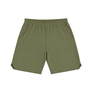 Men's Olive Green 100% Polyester Sports Bermuda Shorts Elastic Waist Mid Rise Reflective <b>Strips</b> Lightweight Breathable <b>Fabric</b> - Product Image 5