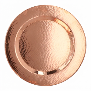 Assiette de service ronde en cuivre martelé faite à la main, plateau décoratif pour dîner, décoration de table de mariage, cadeau en gros - Product Image 1