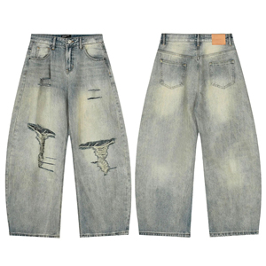 Jeans amples rétro américains pour hommes et femmes, pantalons en denim larges et décontractés, tendance, cool et stylés, avec une sensation de détente - Product Image 1